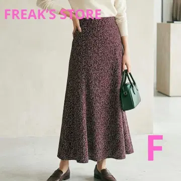 FREAK'S STORE 귀여운 미니 꽃무늬 롱 스커트 와인 레드
