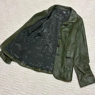 새상품급 보드빌 올리브 그린 가죽 양가죽 자켓 S 사이즈