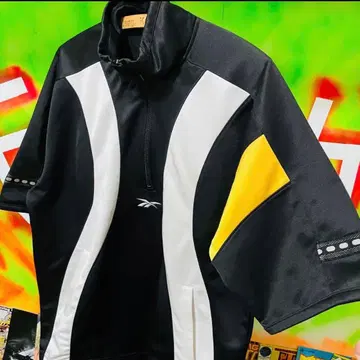 90s 리복 트랙 자켓 반팔 스트릿 블랙