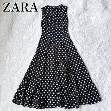 ZARA 도트 무늬 미디 원피스 ZW COLLECTION 린넨 혼방 XS