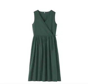 새상품: 무인양품 카슈쿨 원피스 XL 다크 그린 오가닉 코튼