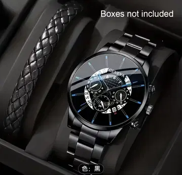 블랙 스테인리스 스틸 크로노그래프 디자인 손목시계