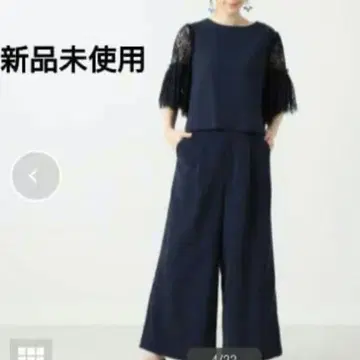 미사용 새상품 레이빔즈 레이스 슬리브 팬츠 셋업 네이비