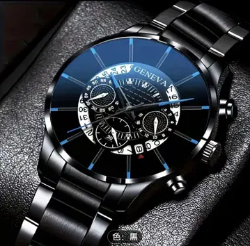 블랙 스테인리스 스틸 크로노그래프 디자인 손목시계