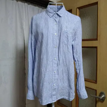 무인양품 린넨 100% 긴팔 셔츠 LL 스카이블루