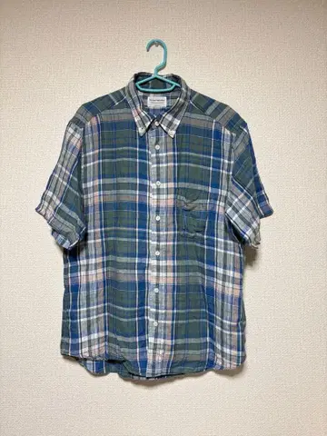 Manual Alphabet 반팔 체크 셔츠 린넨