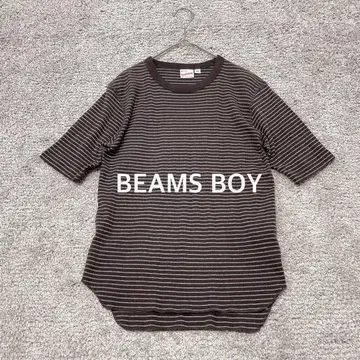 [ BEAMS BOY ] HEALTHKNIT 내로우 보더 와루넥 T셔츠