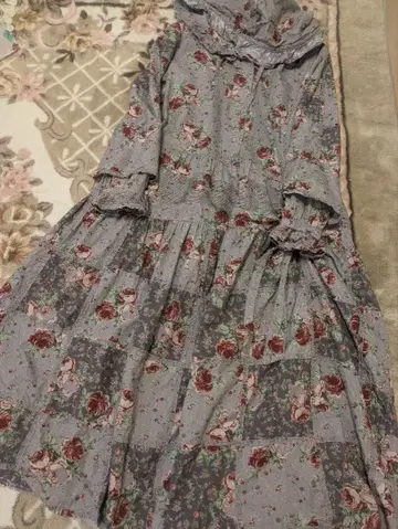 원더풀월드 후드 부착 소매 접어 올린 롱 원피스 보라색 장미