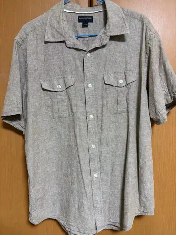 BANANA REPUBLIC 린넨 셔츠 베이지 반팔 셔츠 포켓 부착