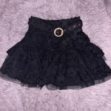 ROJITA 스커트 블랙 페더 티어드 미니 스커트