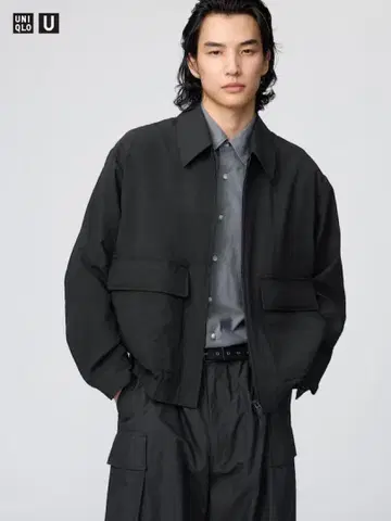 유니클로 U uniqloU 숏 블루종 블랙 L 당일 완판템