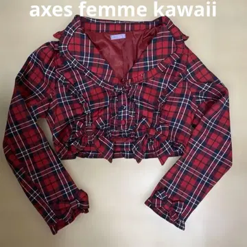 axes femme kawaii 타탄 체크 리본 자켓 M 사이즈