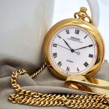 153 가동 SEIKO 시계 스윕 세컨드 스피릿 회중시계 골드