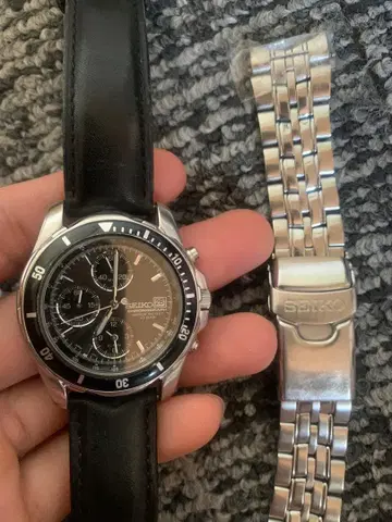 Seiko 크로노그래프 손목시계 블랙