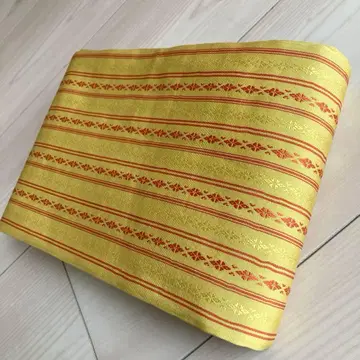 하카타 직물 반폭 오비 레어 컬러 줄무늬 짜임 순수 실크 고급 N6-10