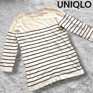 [ UNIQLO 유니클로 ] 여성용 보더 티셔츠 긴팔 M 화이트 네이비