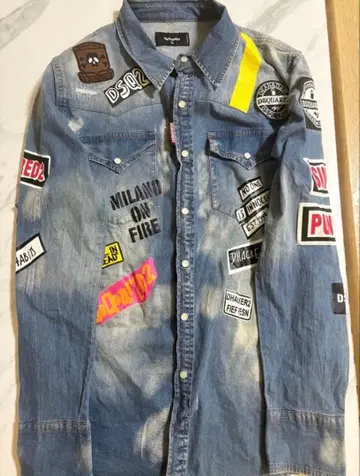 정말 멋진 DSQUARED2 표기 있음 데님 셔츠 남성용