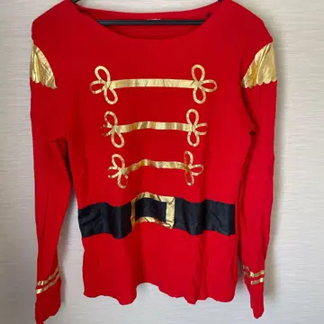 호두까기 인형 코스프레 티셔츠 크루넥 긴팔 빨간색 금색 M 사이즈 병정