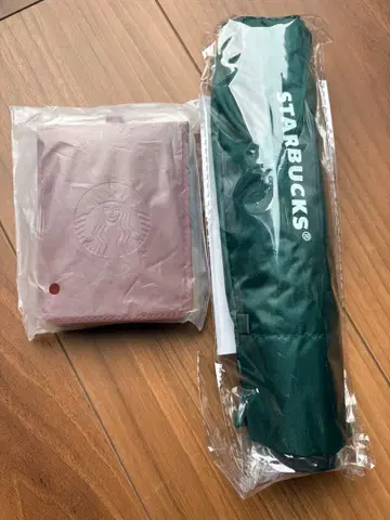 STARBUCKS 3종 세트 접이식 우산 우천 겸용 가죽 카드 케이스