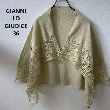 GIANNI LO GIUDICE 36 뜨개질 판초 베이지 레이스