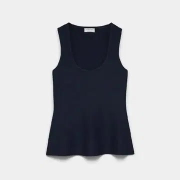 Aritzia 슬리브리스 페플럼 니트 네이비