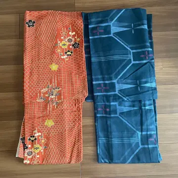 기모노 2세트 오렌지와 파랑 디자인