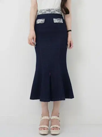 Lumignon 루미뇽 데님 레이스 머메이드 스커트