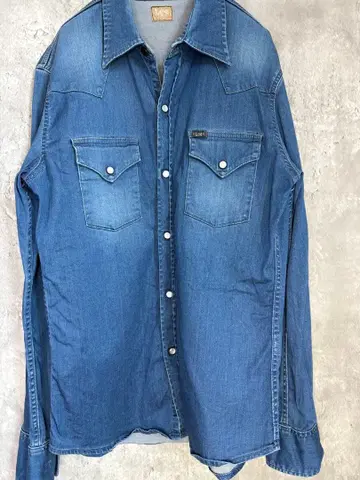 Lee 데님 블루 긴팔 셔츠 남성용 여성용