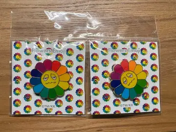 새상품 무라카미 다카시 2개 세트 핀 배지 Flower Emoji
