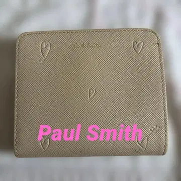 [ 미사용 ] 폴스미스 하트 모티브 접이식 지갑 핑크 베이지