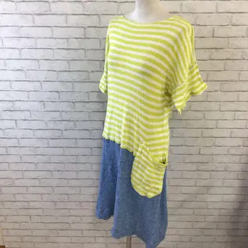 4.28 h74 츠모리치사토 룸웨어 룸웨어 M 보더 무늬 린넨