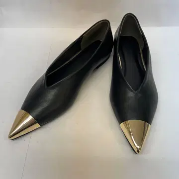 Techichi 포인티드 메탈 플랫슈즈 블랙 38size