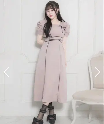 pium 크로스 테이프 컷 아웃 롱 원피스 핑크