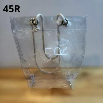 45R 로고 투명 비닐 토트백