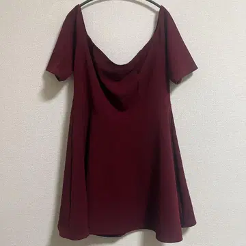 미국제 플레어 원피스 오프숄더 반팔 미니 1X 폴리에스테르 경사