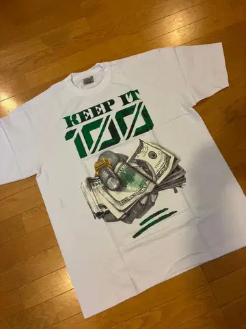 LA 직수입 지폐 다발 100달러 화이트 초특대 size 2XL 힙합