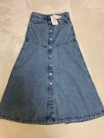 택 포함 새상품 H&M 데님 A라인 스커트 맥시 롱 스커트