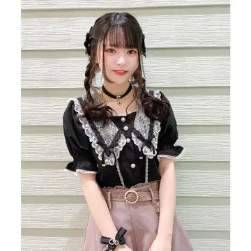 [ROJITA] 펄 단추 세일러 카라 블라우스