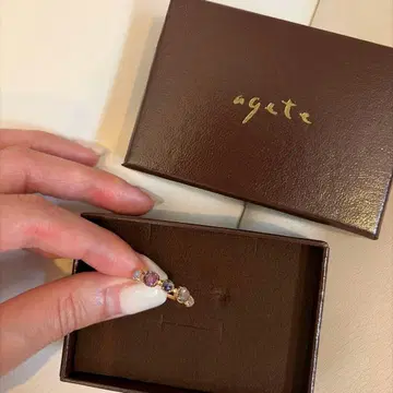 거의 미사용 새상품 agete 반지 9호 반짝반짝 스톤 반지