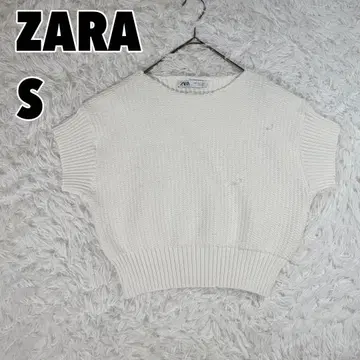 ZARA 자라 니트 코튼 블렌드 프렌치 슬리브 굵은 짜임 S