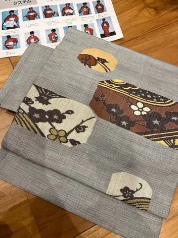 나고야 오비 원터치 금장 장식 없는 만들기 쉬운 허리띠 새상품급 중고