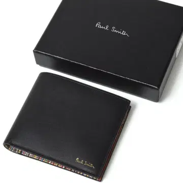 미사용 폴스미스 이탈리아제 2단 접이식 지갑 인테리어 멀티 블랙