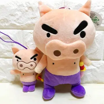 짱구는 못말려 / 부리부리몬 2개 세트! 카라비너 달린 봉제 인형 파우치