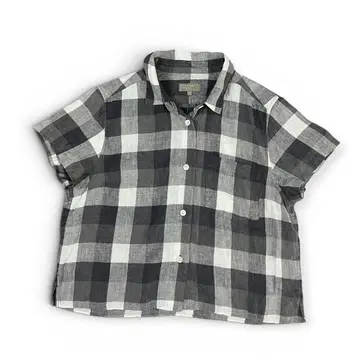 새상품급 마가렛호웰 린넨 블록 체크 스몰 셔츠 반팔 셔츠