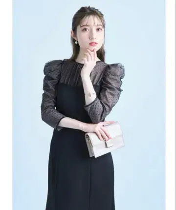 아푸와이저 리셰 도트 시스루 베어 원피스 포멀 드레스