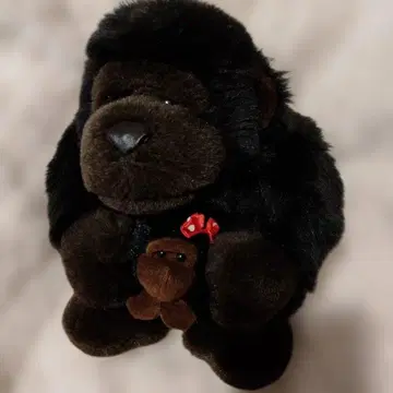 검은 고릴라 모자이크 리본 달린 봉제 인형