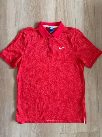 Nike 빨간 잎 패턴 피케 셔츠 하와이안 골프웨어