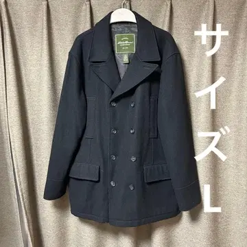 캐시미어 혼방 Eddie Bauer 블랙 오버 사이즈 더블 피코트
