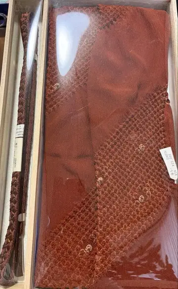 [ 미사용 ] 브라운 실크 오비 장식 천 허리띠 포함