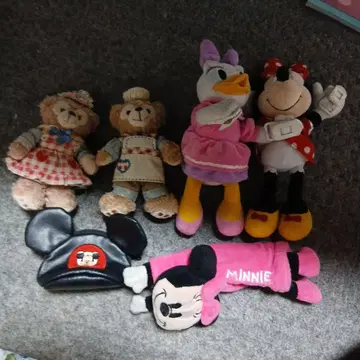 미키 미니 더피 봉제 인형 세트 스쿨백 키링